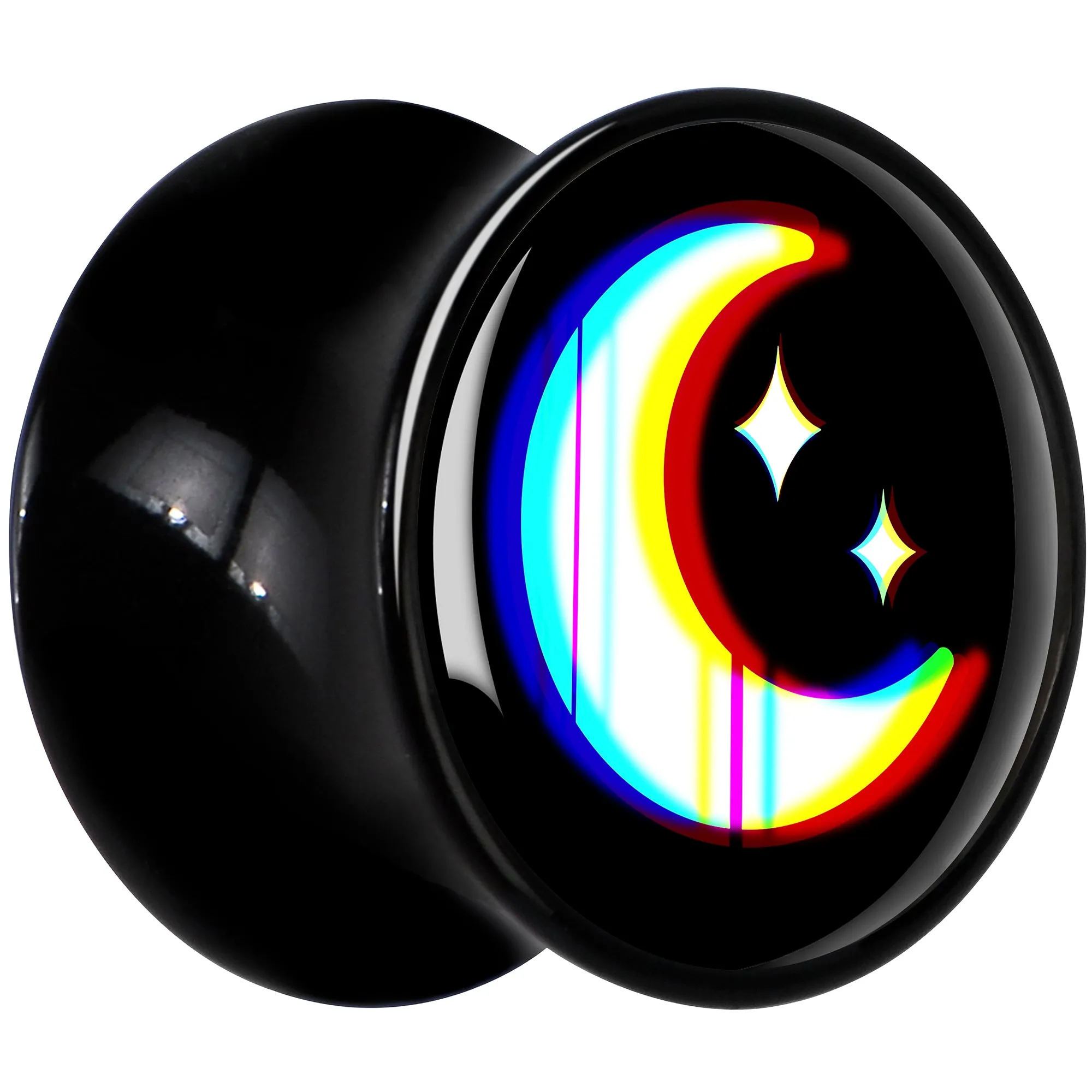 0 Gauge Chromatic Moon Black Acrylic Saddle Plug Set