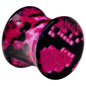 00 Gauge Pink Snake Skin Acrylic Saddle Plug