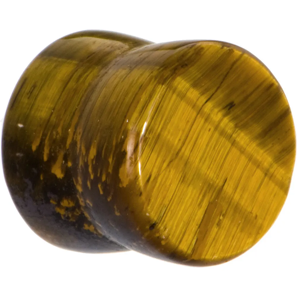 00 Gauge Tiger Eye Semi Natural Stone Saddle Plug