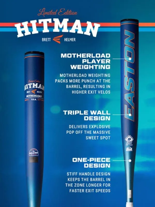 2024/25 Easton Helmer Hitman Hall-Of-Fame Edition 1-Piece SSUSA Senior Slowpitch Softball Bat: ESS4HIT1X