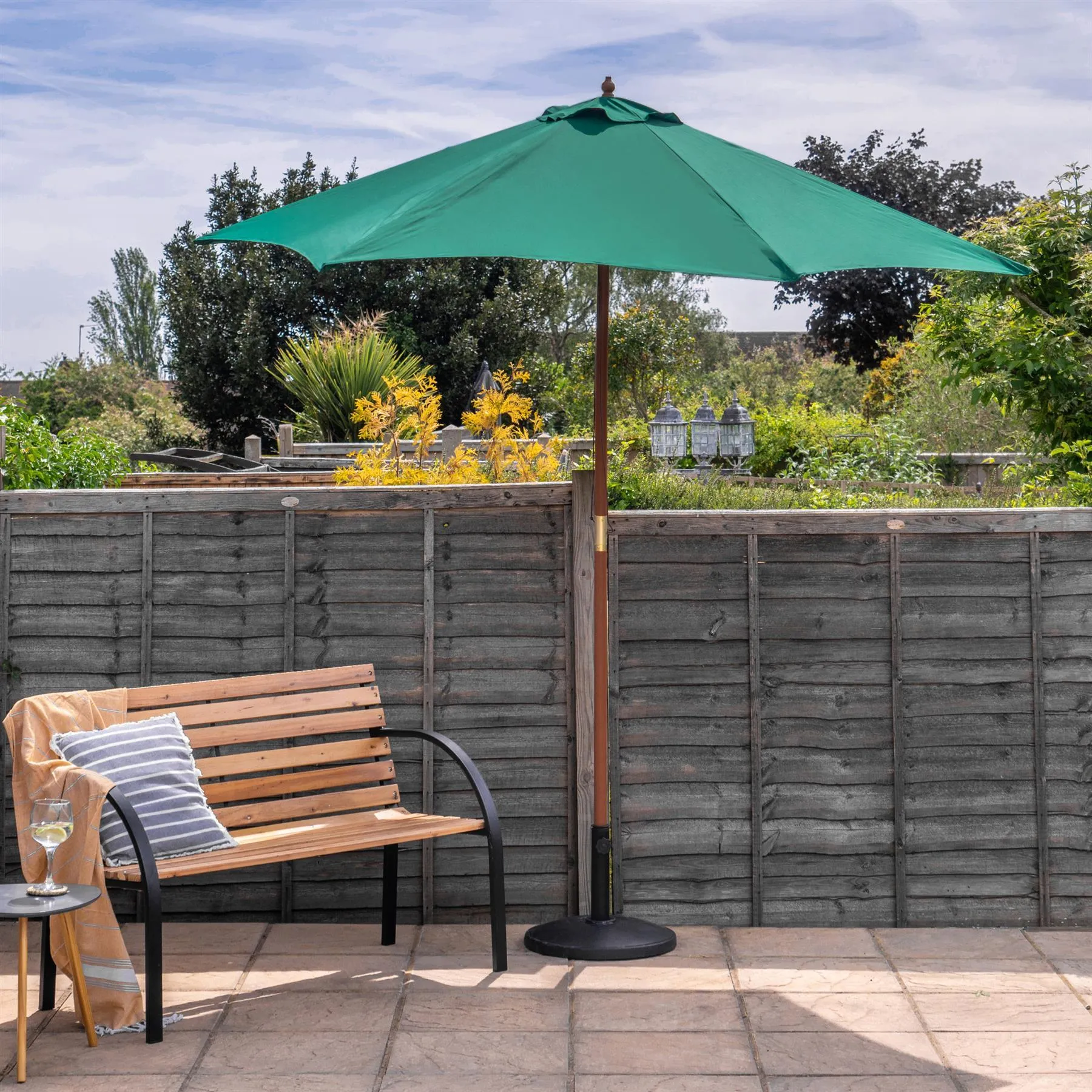 2.7m x 2.5m Wooden Garden Parasol - By Harbour Housewares