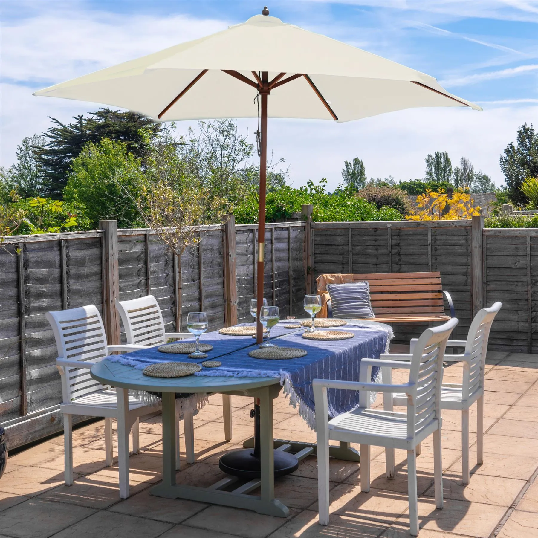 2.7m x 2.5m Wooden Garden Parasol - By Harbour Housewares