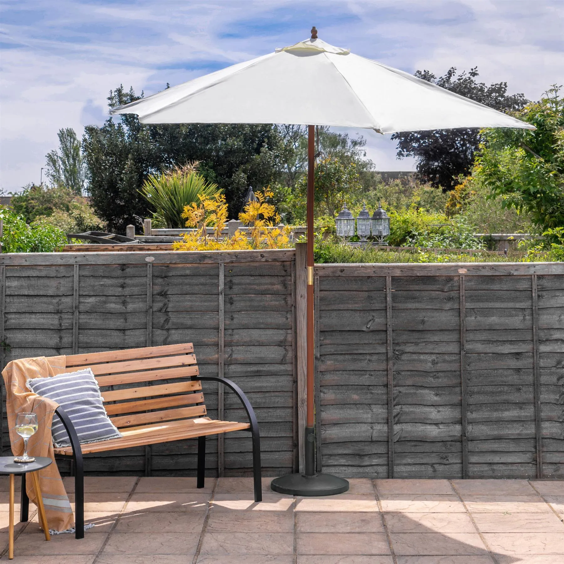 2.7m x 2.5m Wooden Garden Parasol - By Harbour Housewares