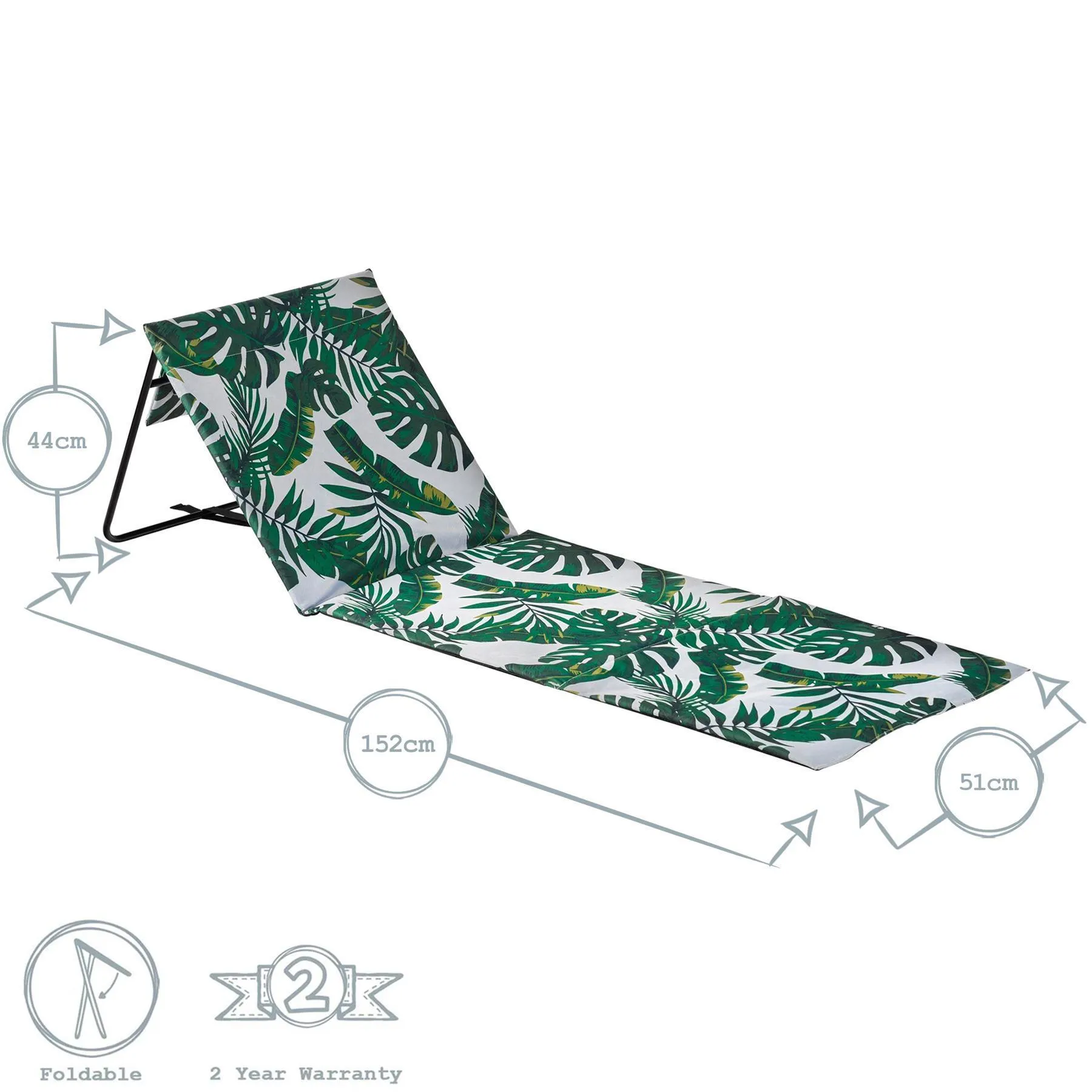 2pc Folding Beach Chair & Lounger Set - Banana Leaf - By Harbour Housewares