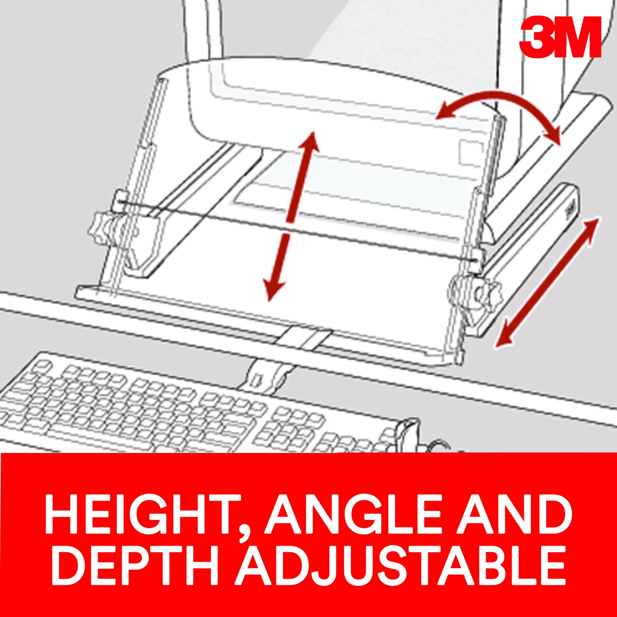 3M Adjustable In-Line Document Holder with Elastic Line Guide, Black,DH640