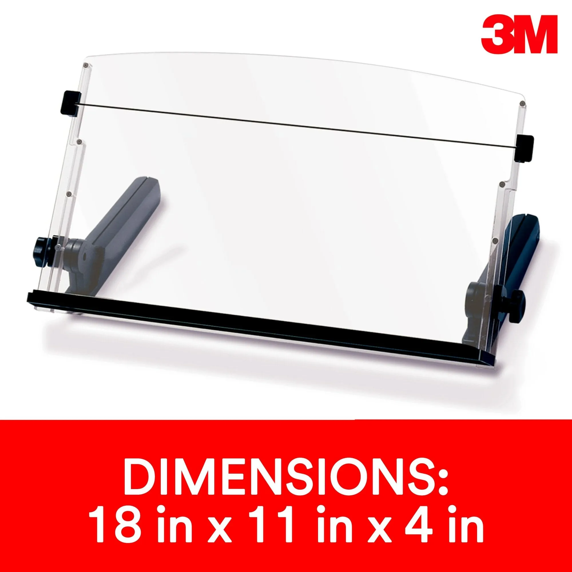 3M Adjustable In-Line Document Holder with Elastic Line Guide, Black,DH640