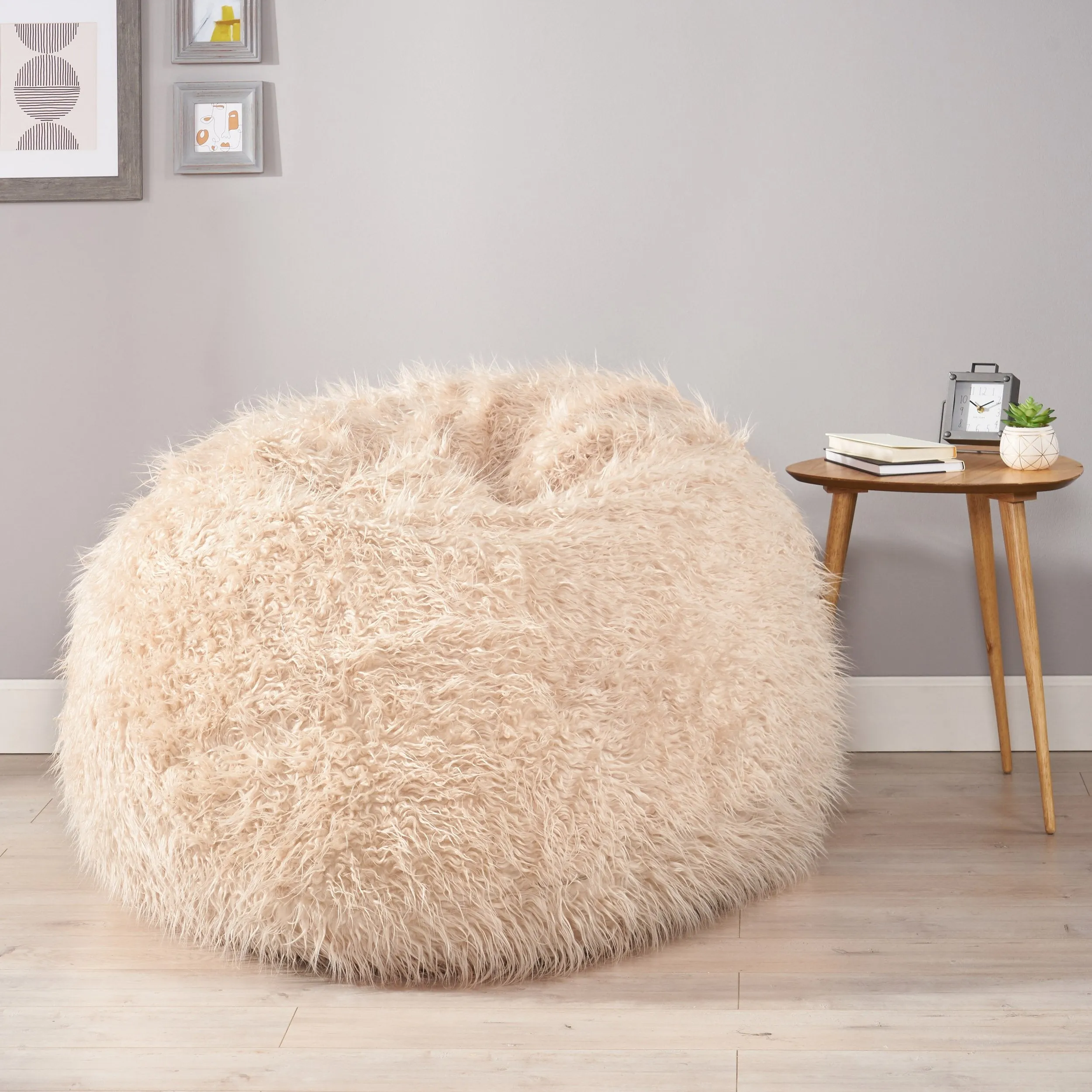 5 Ft Long Faux Fur Bean Bag - NH278113