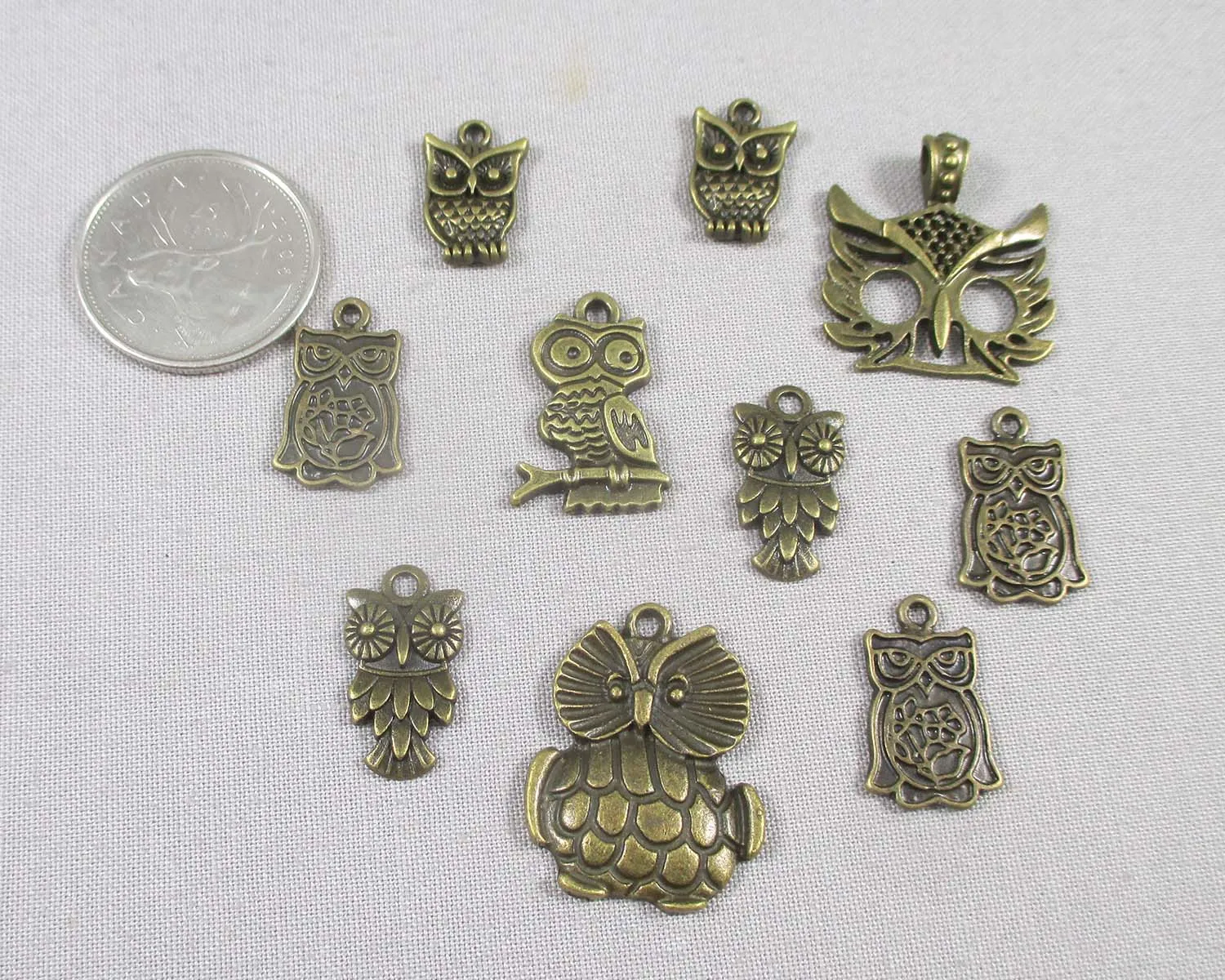 50% OFF!! Mixed Owl Charms Antique Bronze Tone 10pcs (1955)