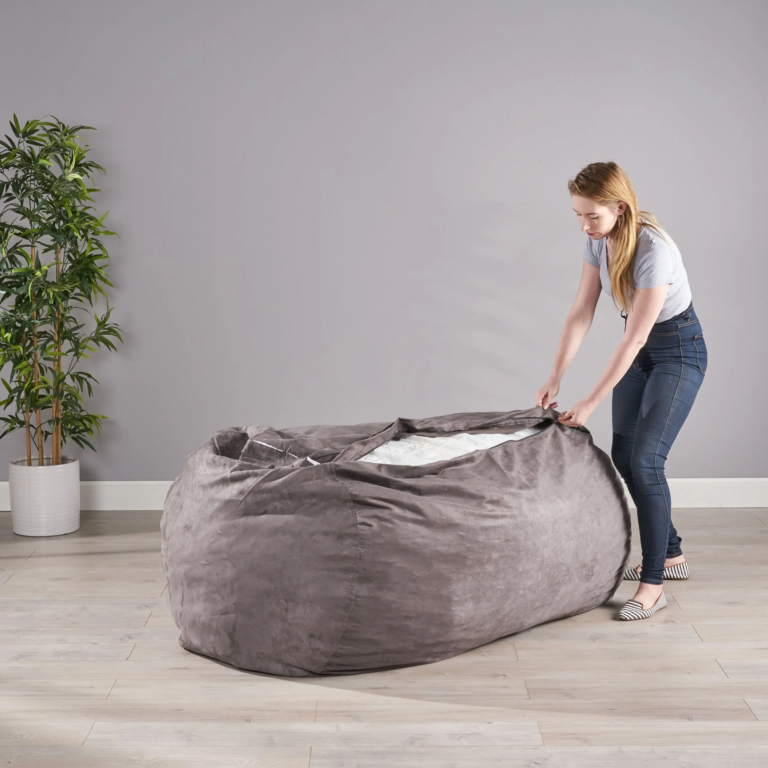 6 Foot Faux Microfiber Bean Bag - NH557592