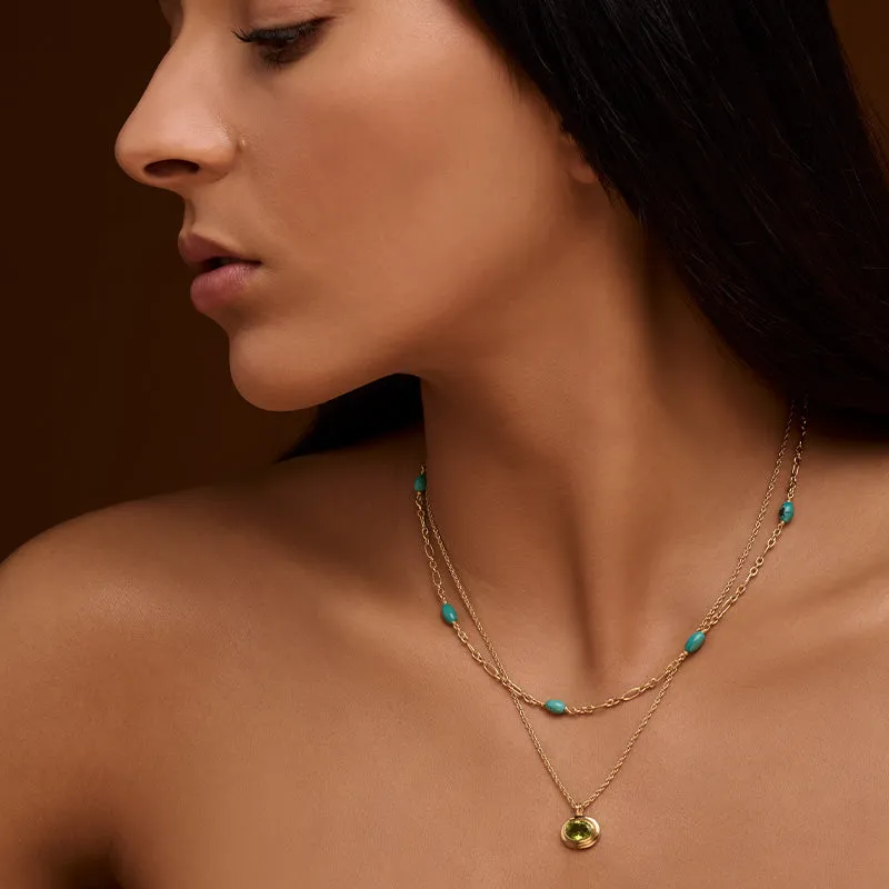 Aegina Necklace, Turquoise, Gold