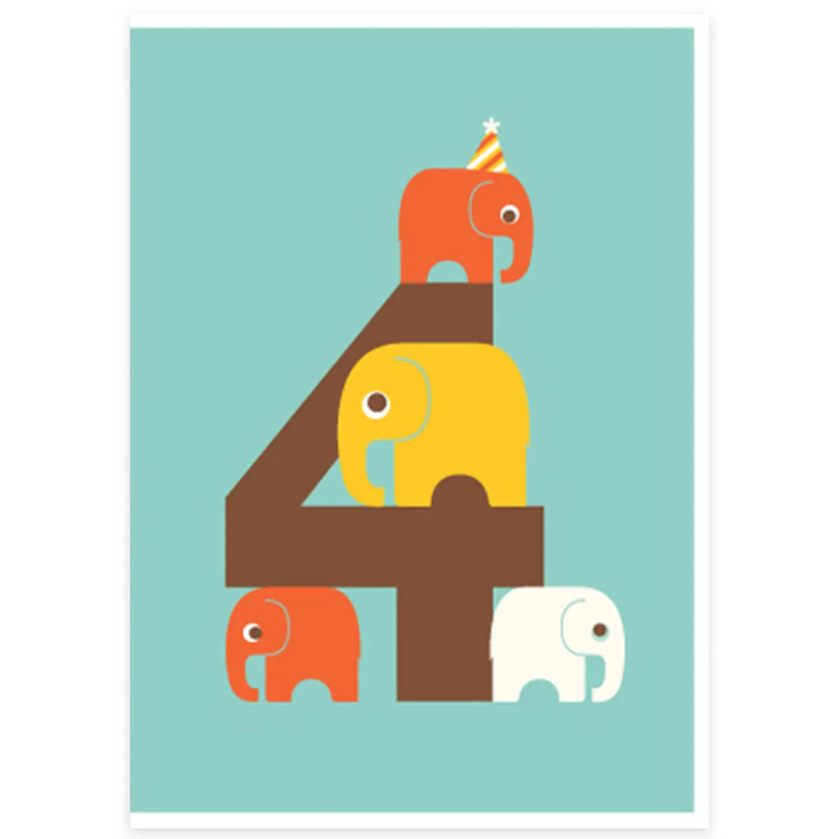 Age 4 Elephants Greetings Card by Dicky Bird