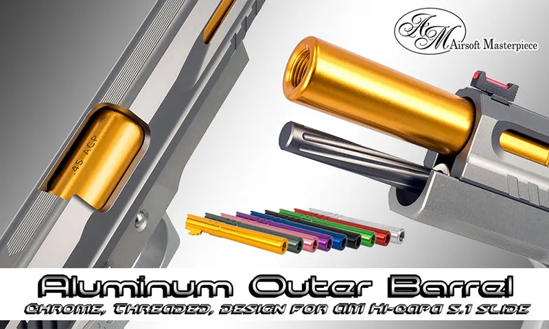 Airsoft Masterpiece .45 Threaded Aluminum Outer Barrel for Hi-CAPA 5.1 (Chrome Ver., Purple)