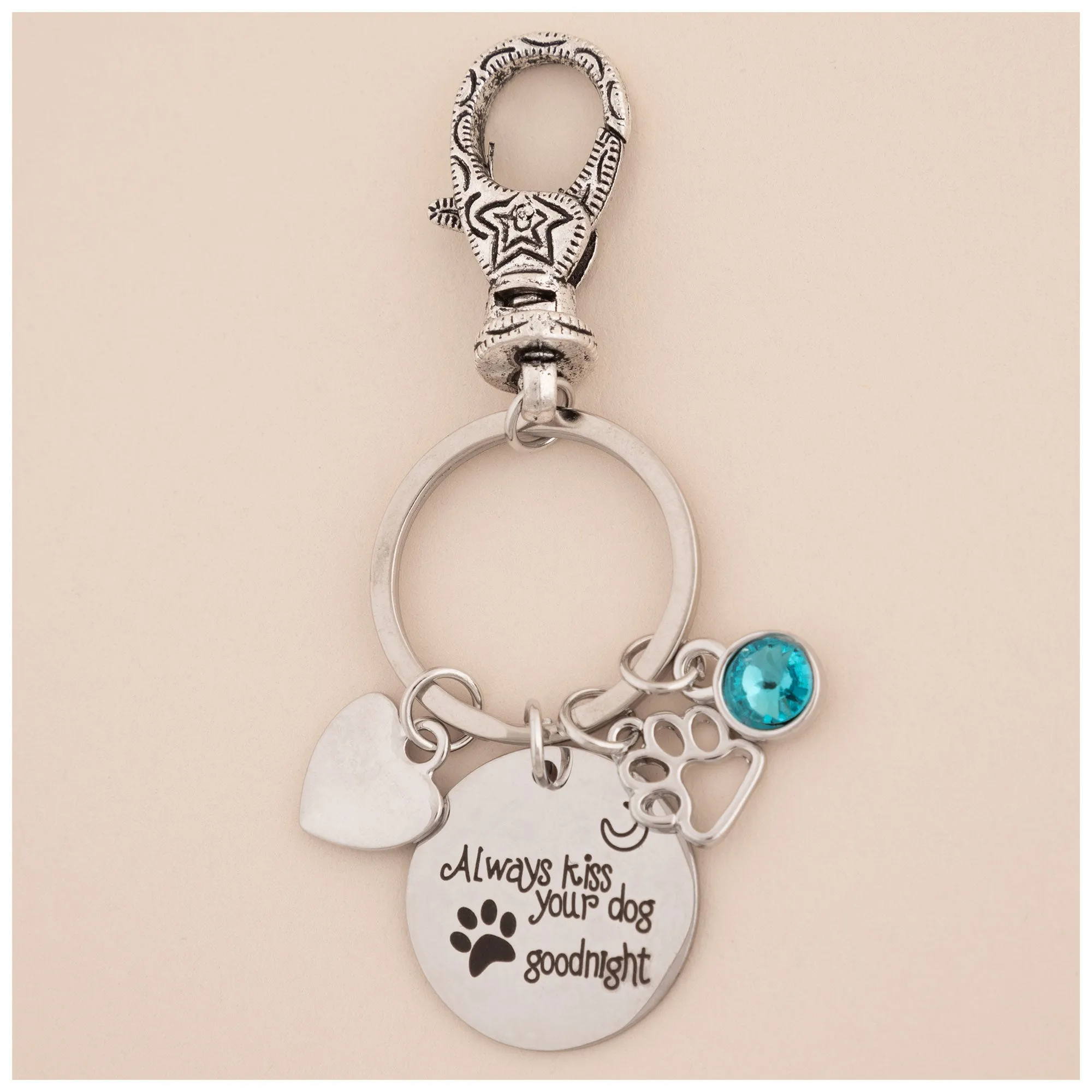 Always Kiss Your Pet Goodnight Charm Keychain