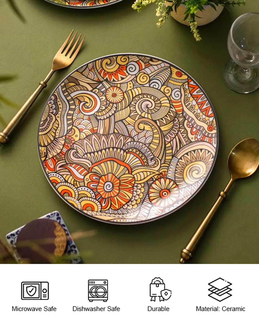 Amber Paisley Dinner Plate