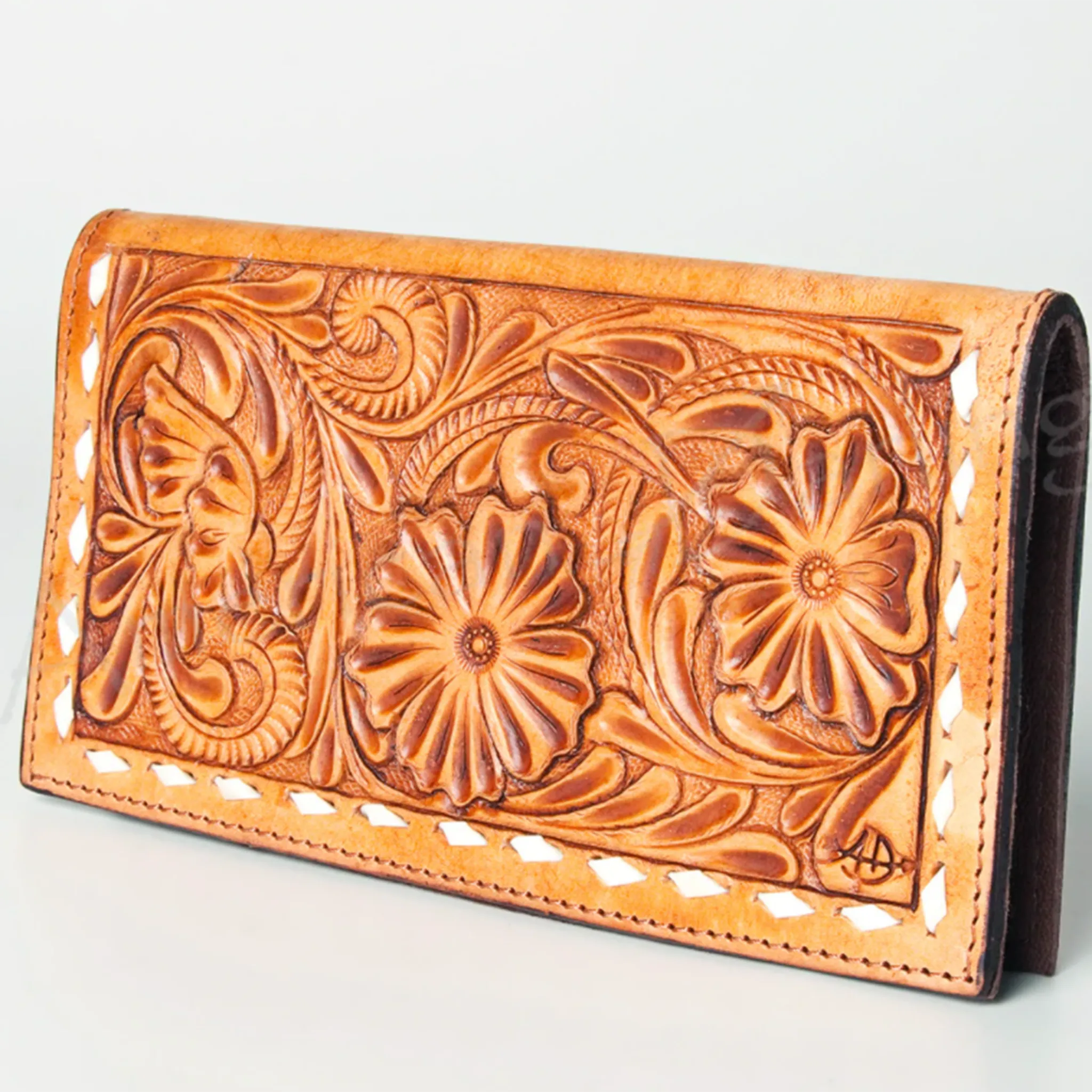 American Darling "Wanda" Natural Tooled Wallet