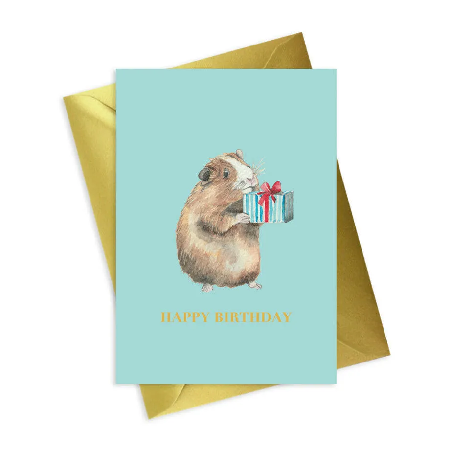 Animal Collection A6 Foiled Greeting Card Guinea Pig Happy Birthday