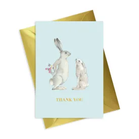 Animal Collection A6 Foiled Greeting Card Hare Thank You