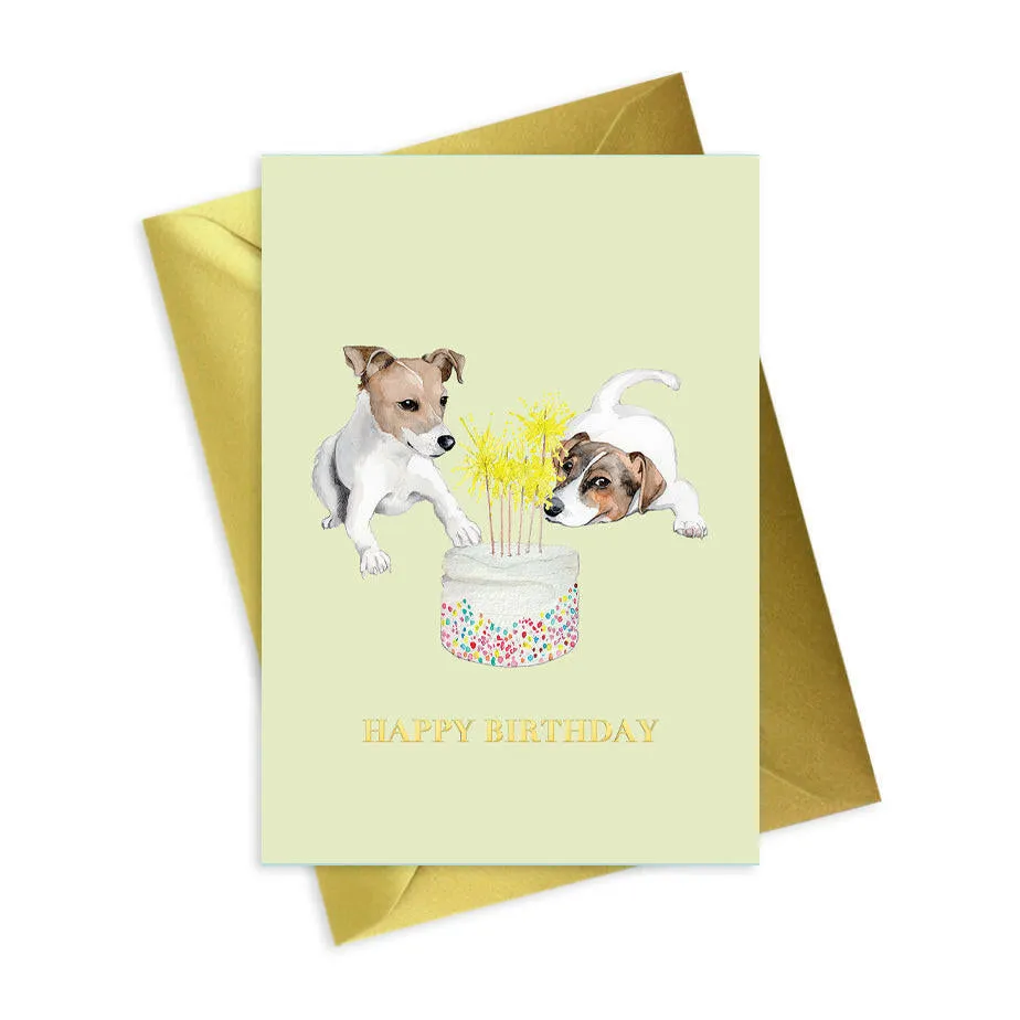 Animal Collection A6 Foiled Greeting Card Jack Russell Happy Birthday