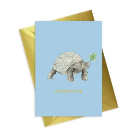 Animal Collection A6 Foiled Greeting Card Tortoise Good Luck