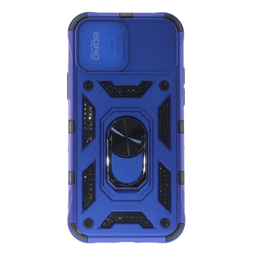 Apple iPhone 12 Pro, Ring Armor Case with Lens Cover, Color Blue