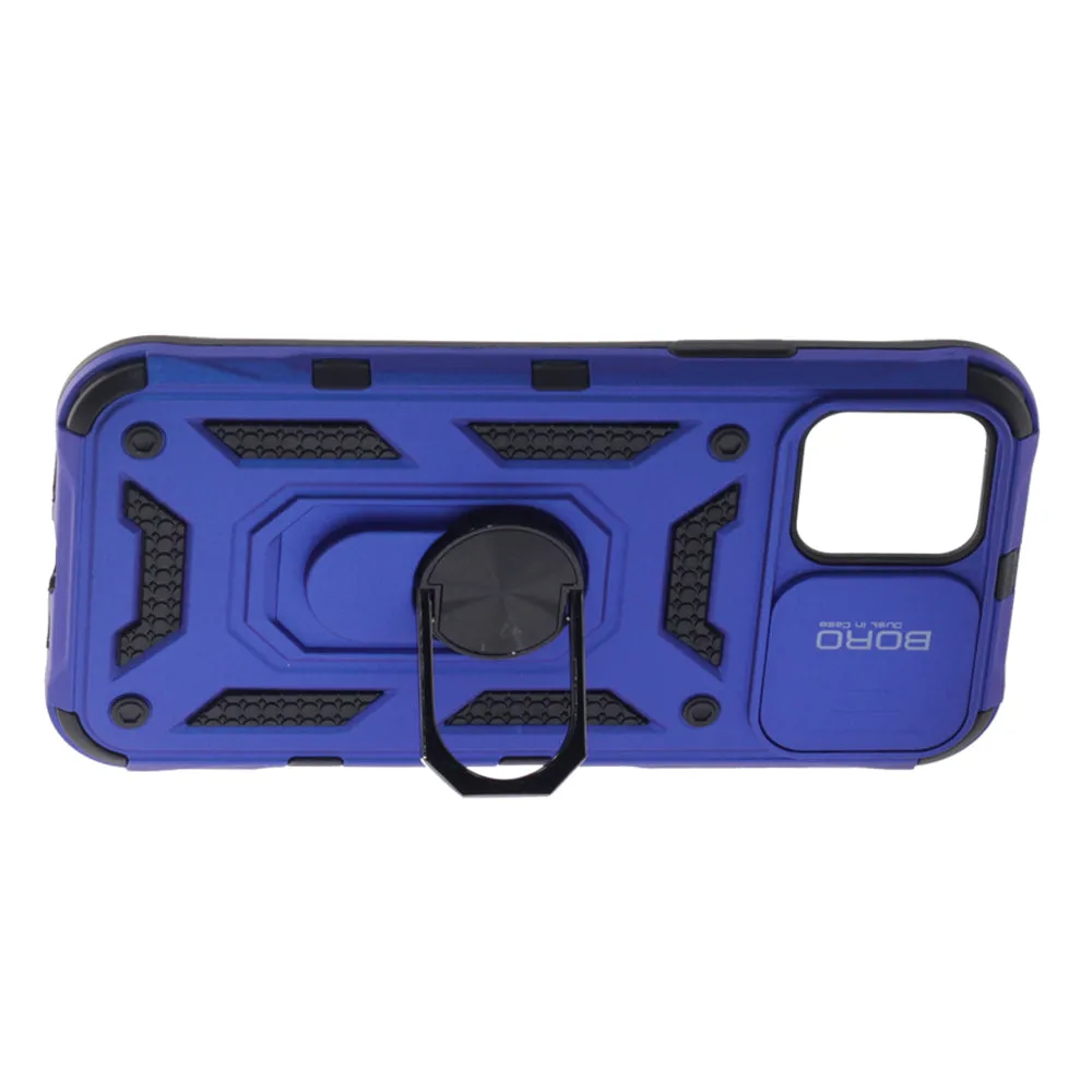 Apple iPhone 12 Pro, Ring Armor Case with Lens Cover, Color Blue