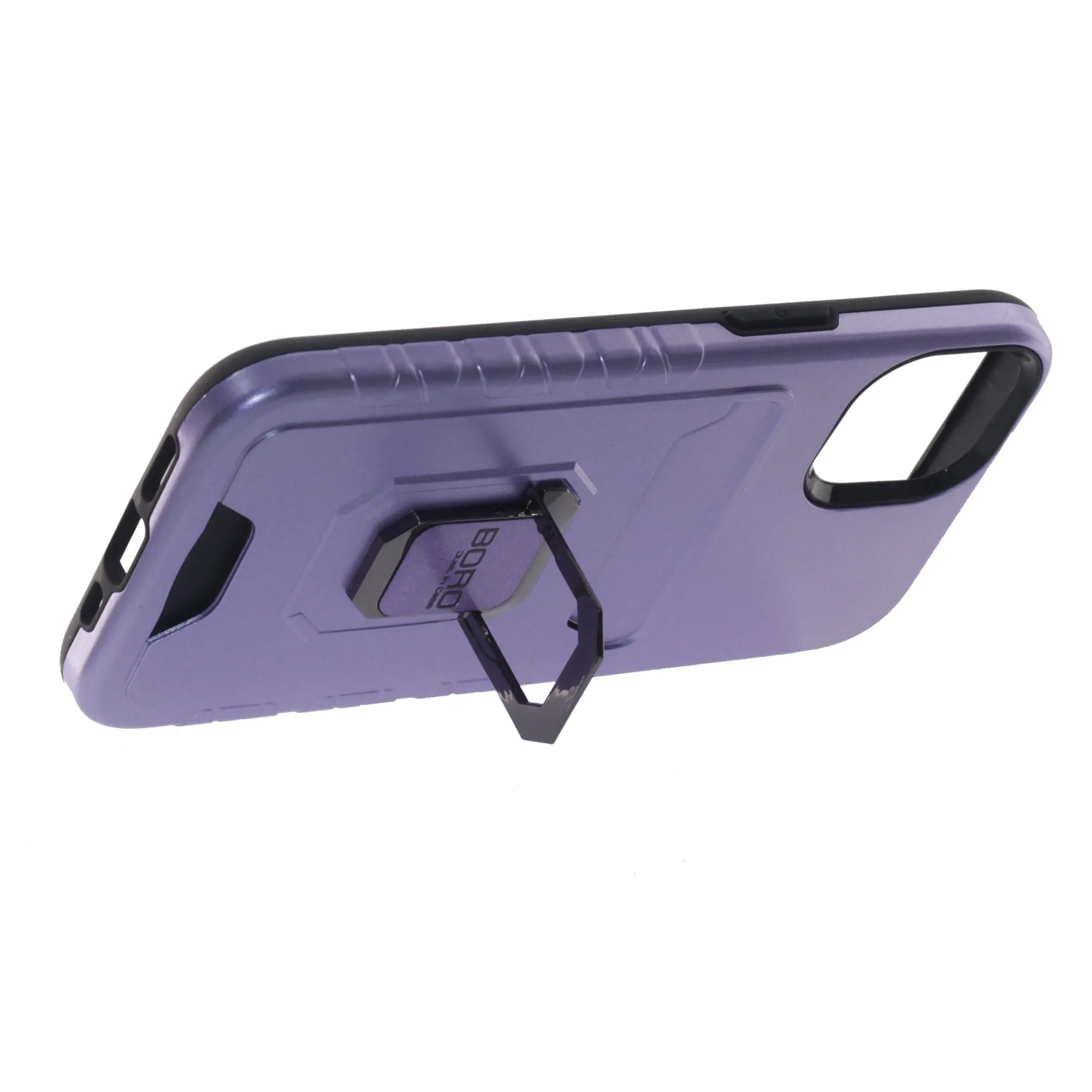 Apple iPhone 14 Pro Max Case (BORO) Magnetic Ring Armor Case with Card Holder, Color Purple