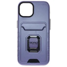 Apple iPhone 14 Pro Max Case (BORO) Magnetic Ring Armor Case with Card Holder, Color Purple