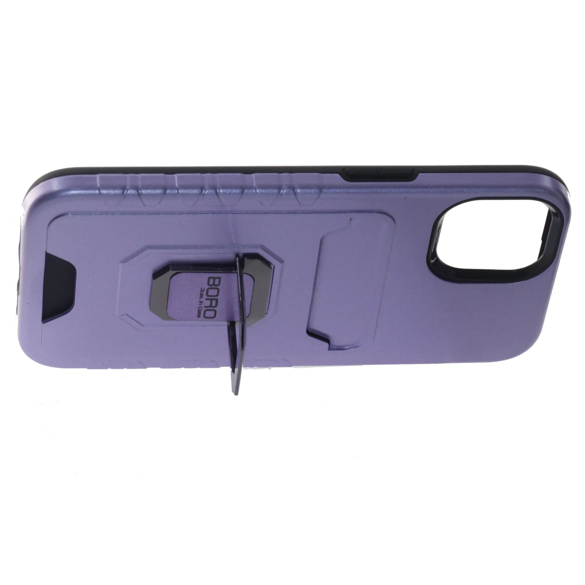 Apple iPhone 14 Pro Max Case (BORO) Magnetic Ring Armor Case with Card Holder, Color Purple