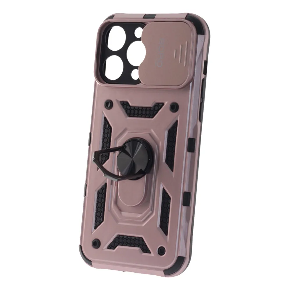 Apple iPhone 14 Pro Max, Ring Armor Case with Lens Cover, Color Rose Gold