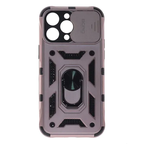 Apple iPhone 14 Pro Max, Ring Armor Case with Lens Cover, Color Rose Gold