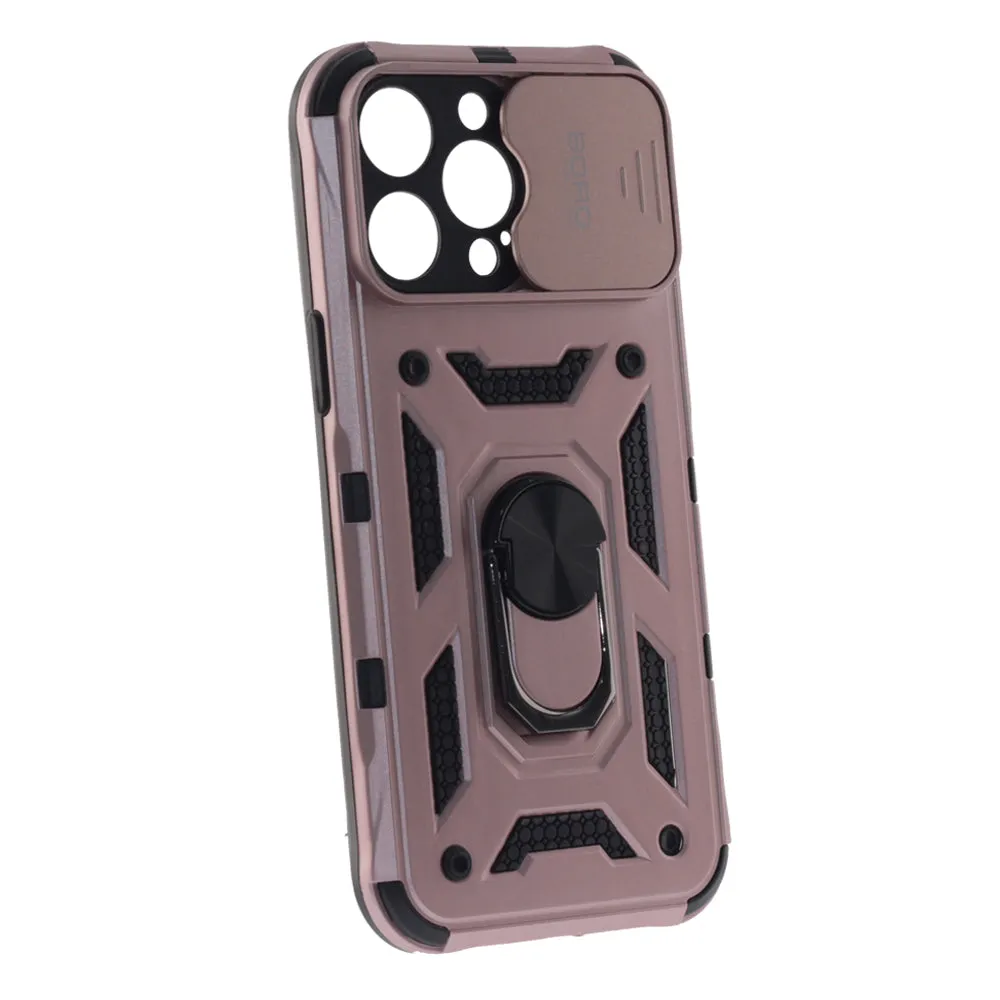 Apple iPhone 14 Pro Max, Ring Armor Case with Lens Cover, Color Rose Gold