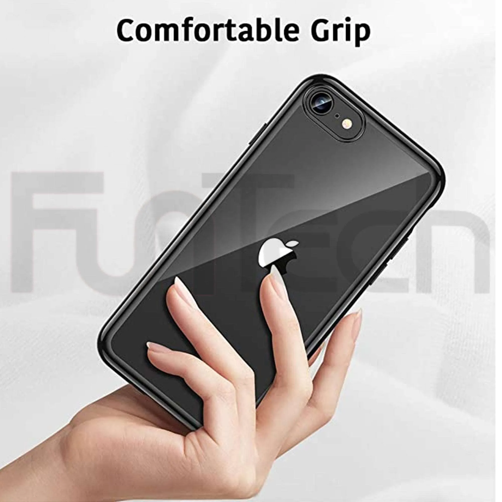 Apple iPhone 6 Plus / 6s Plus, Clear Soft TPU Back Cover Case With Rubber Black Frame.