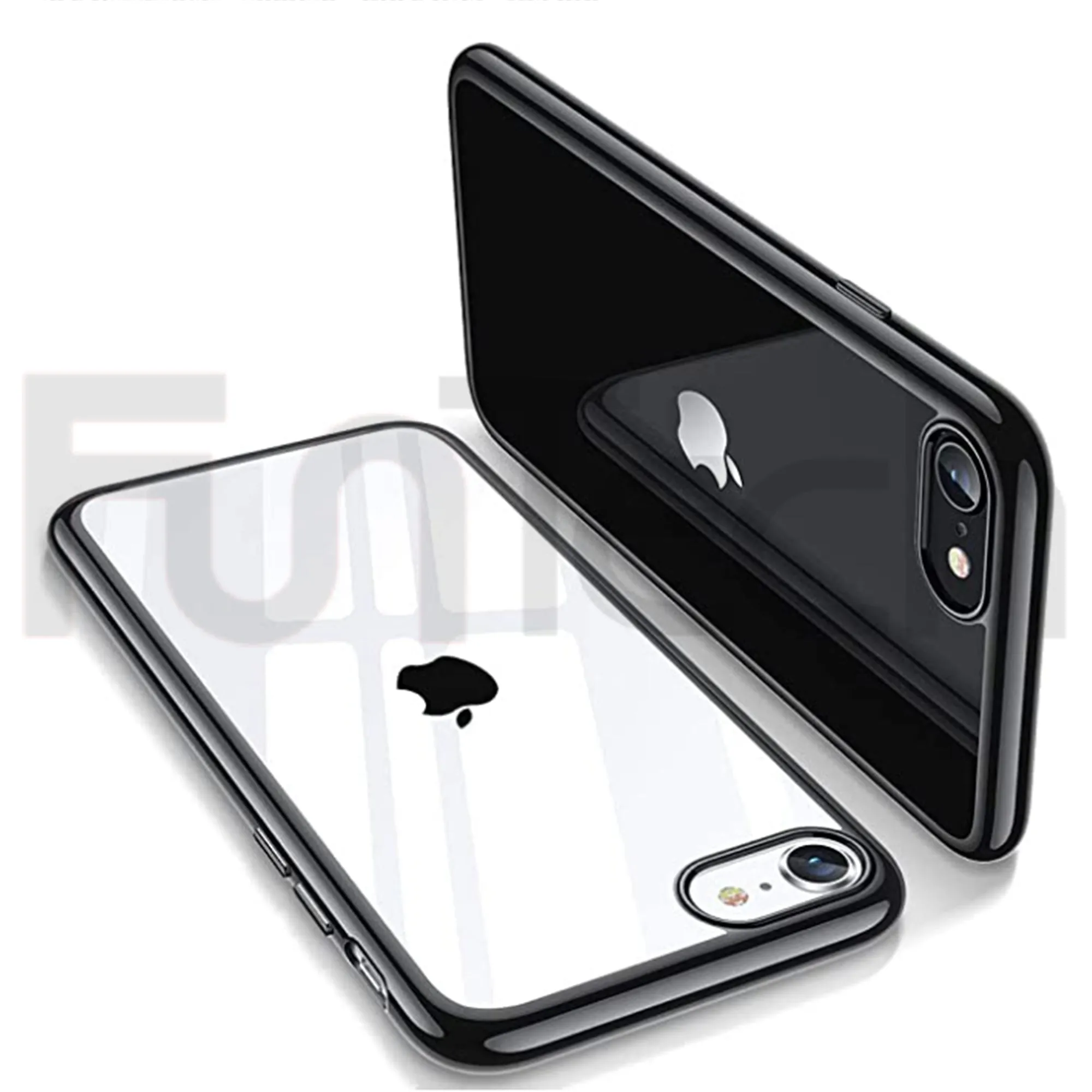 Apple iPhone 6 Plus / 6s Plus, Clear Soft TPU Back Cover Case With Rubber Black Frame.