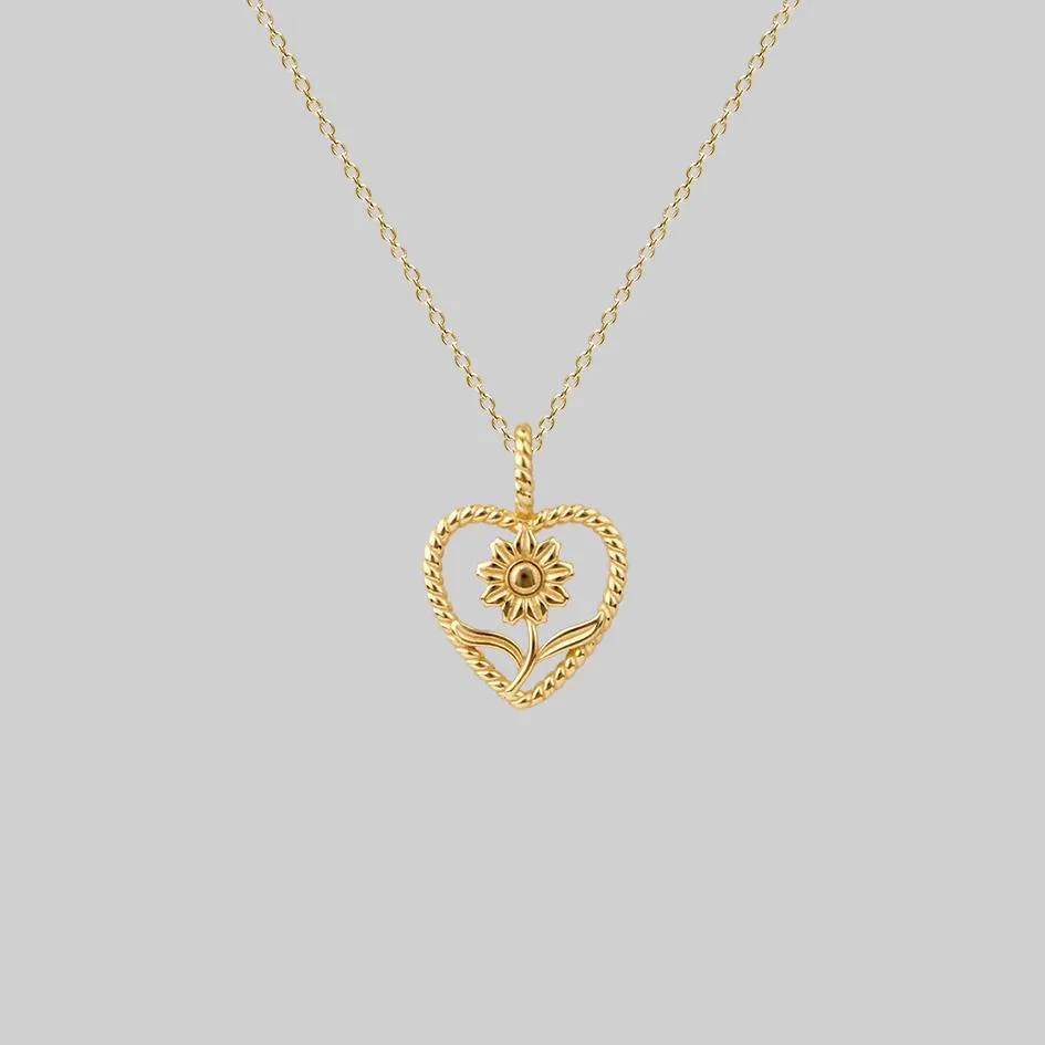 APRIL. Sunflower Heart Necklace - Gold