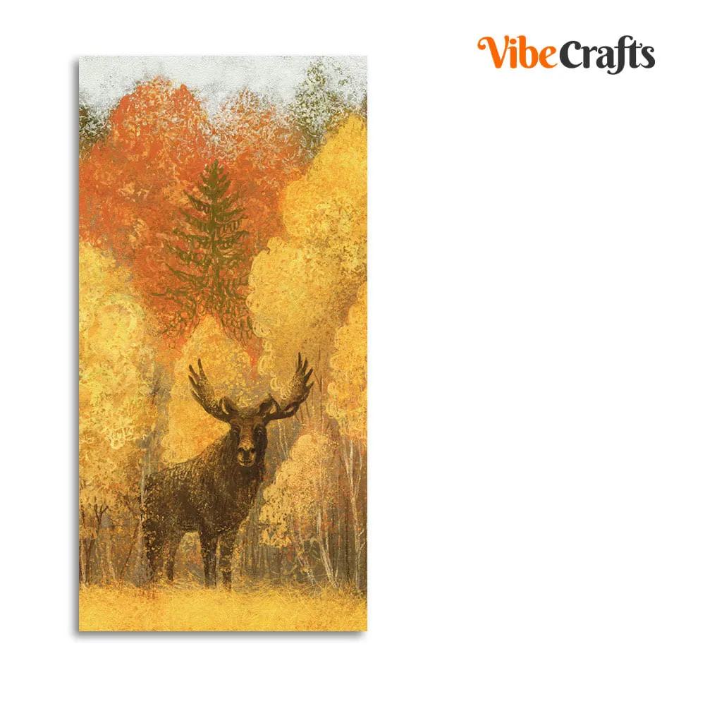 Autumn Foliage with Moose and Fox Canvas Wall Painting