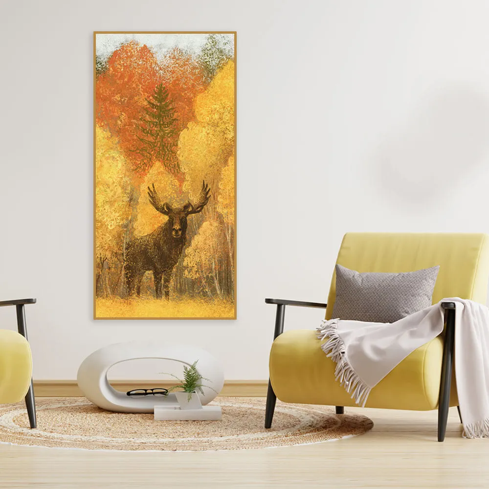 Autumn Foliage with Moose and Fox Canvas Wall Painting