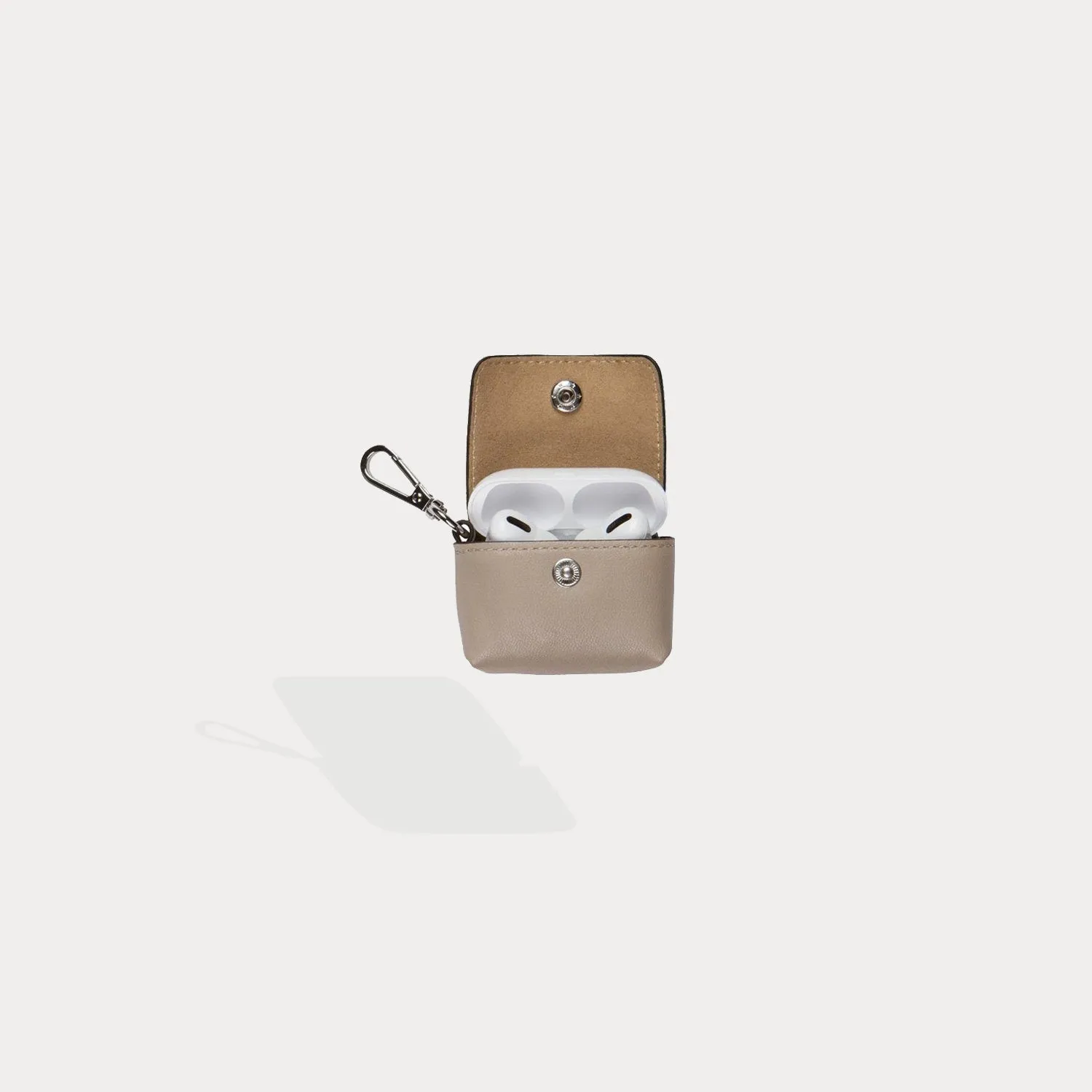 Avery AirPods Clip-On Pouch - Taupe/Silver