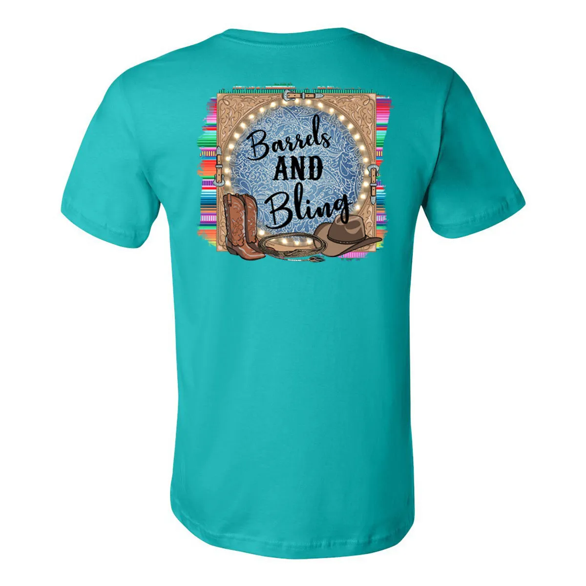 Barrels and Bling - Teal Short Sleeves Tee