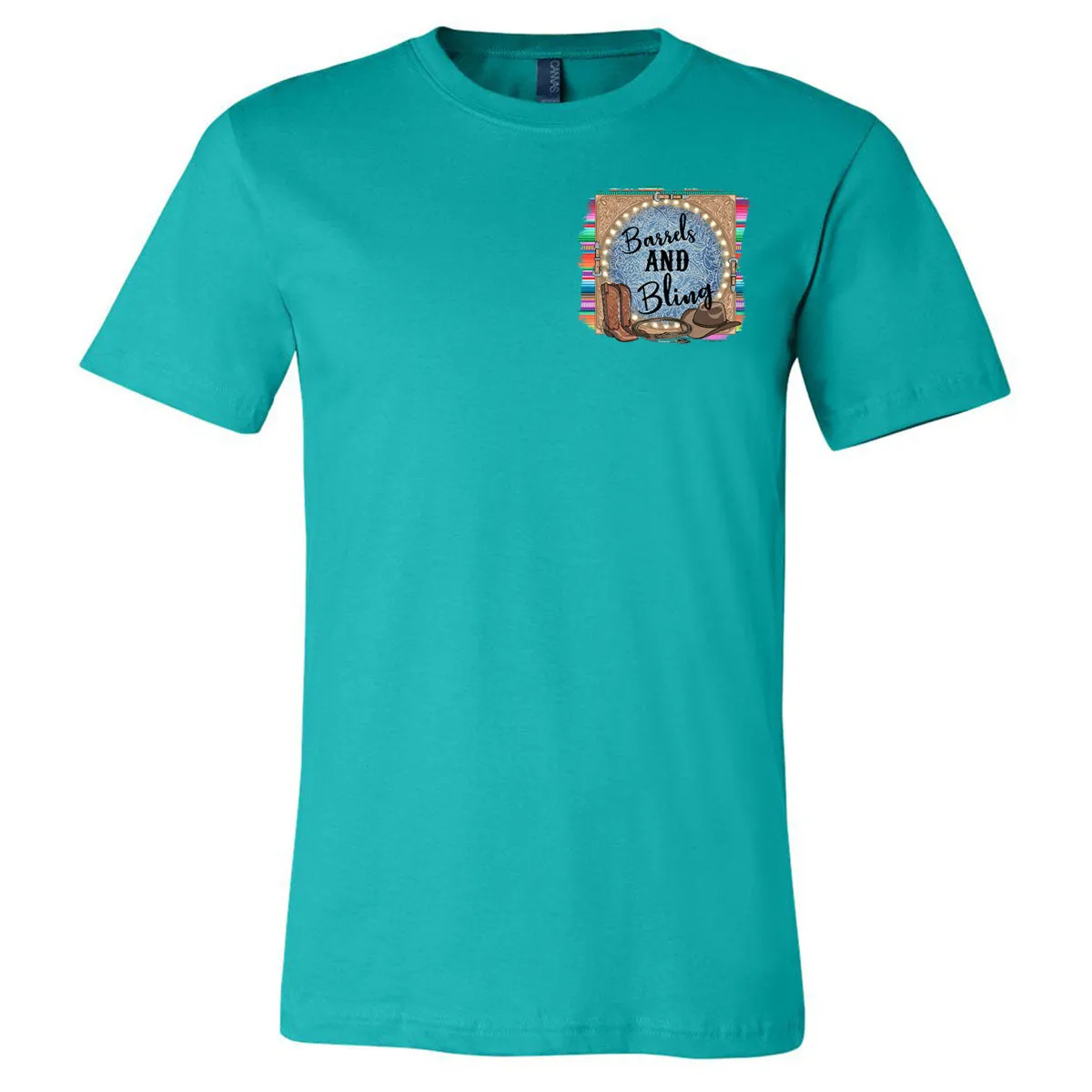 Barrels and Bling - Teal Short Sleeves Tee