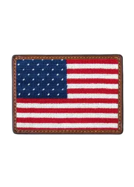 BIG AMERICAN FLAG NEEDLEPOINT CARD WALLET