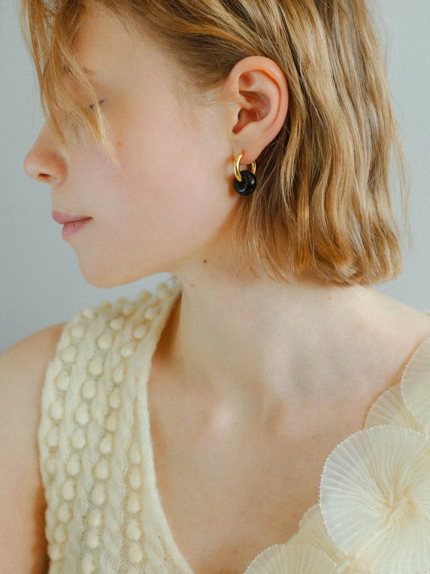 Black Onyx Hoop Earrings