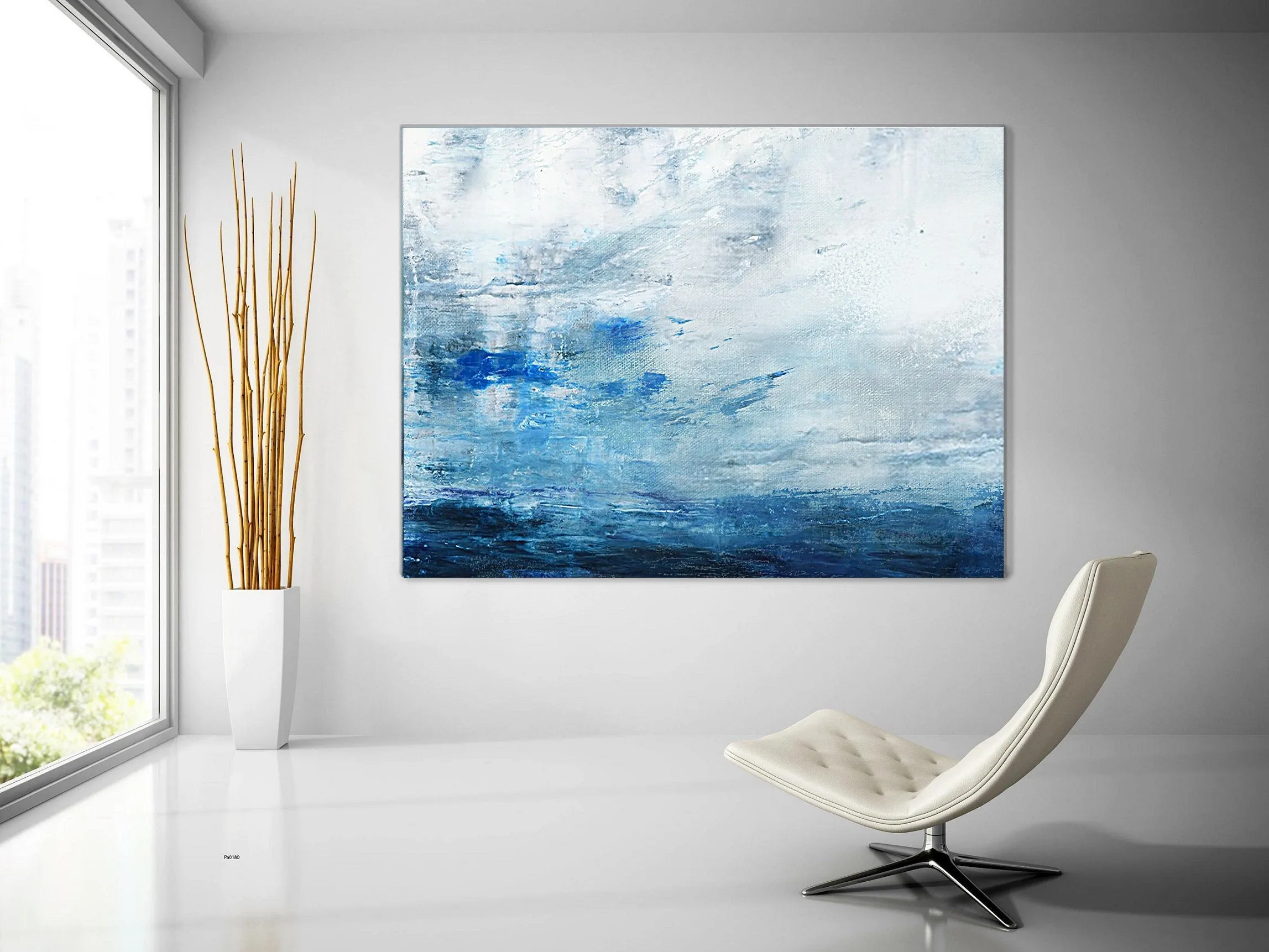 Blue Abstract Painting On Canvas Original Seascape Art Painting Dp122