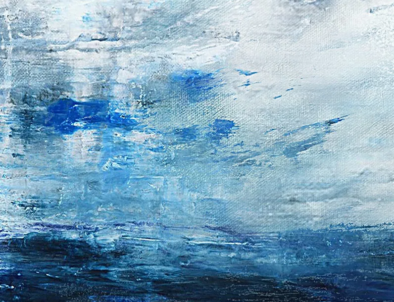 Blue Abstract Painting On Canvas Original Seascape Art Painting Dp122