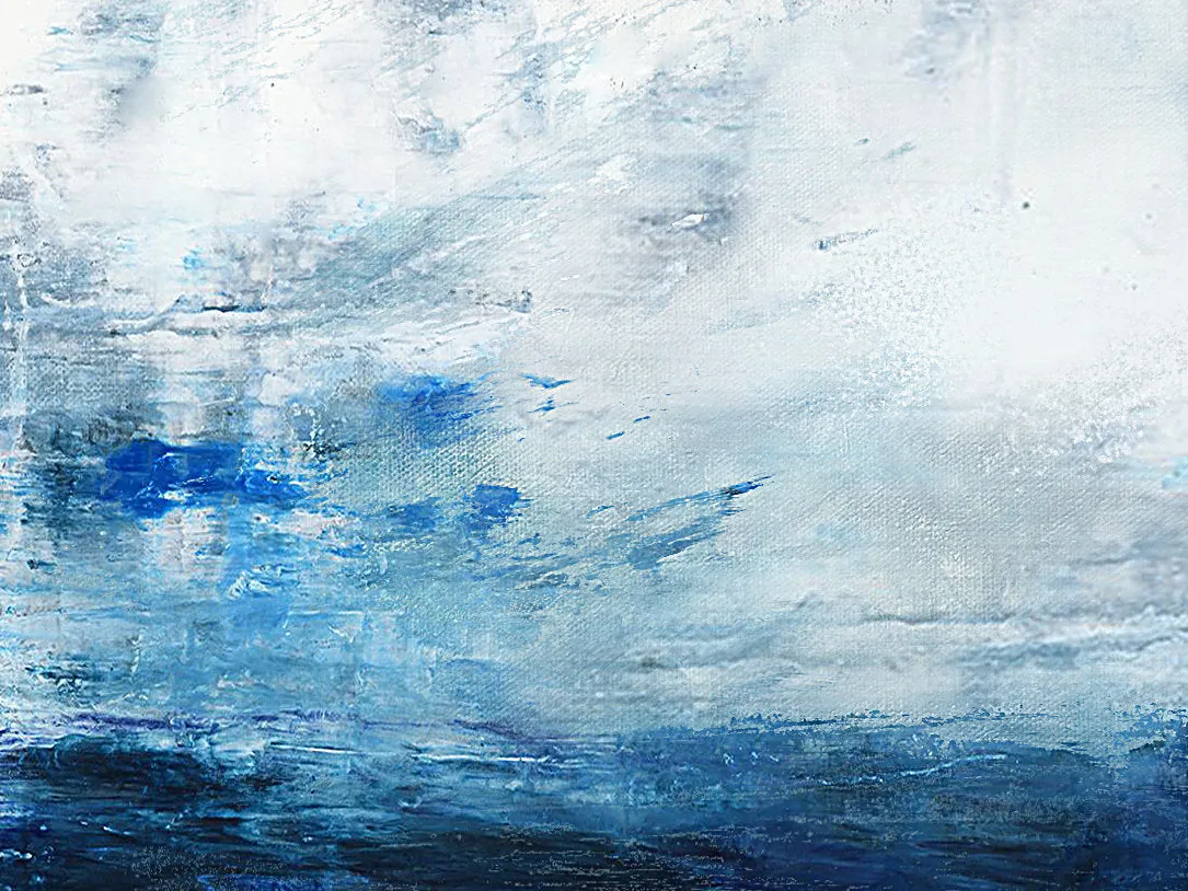 Blue Abstract Painting On Canvas Original Seascape Art Painting Dp122