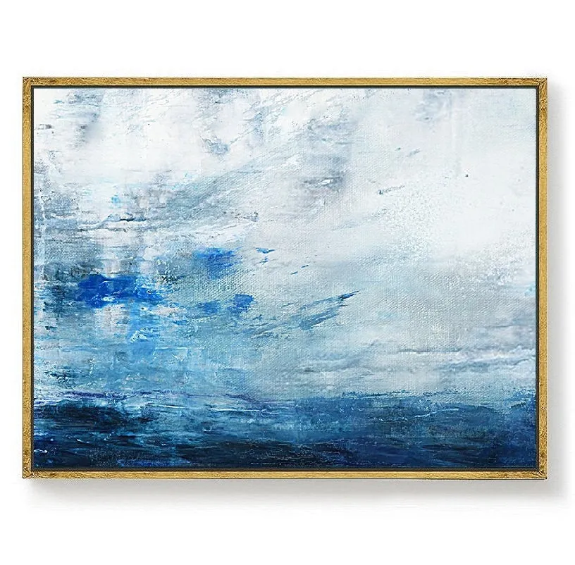 Blue Abstract Painting On Canvas Original Seascape Art Painting Dp122