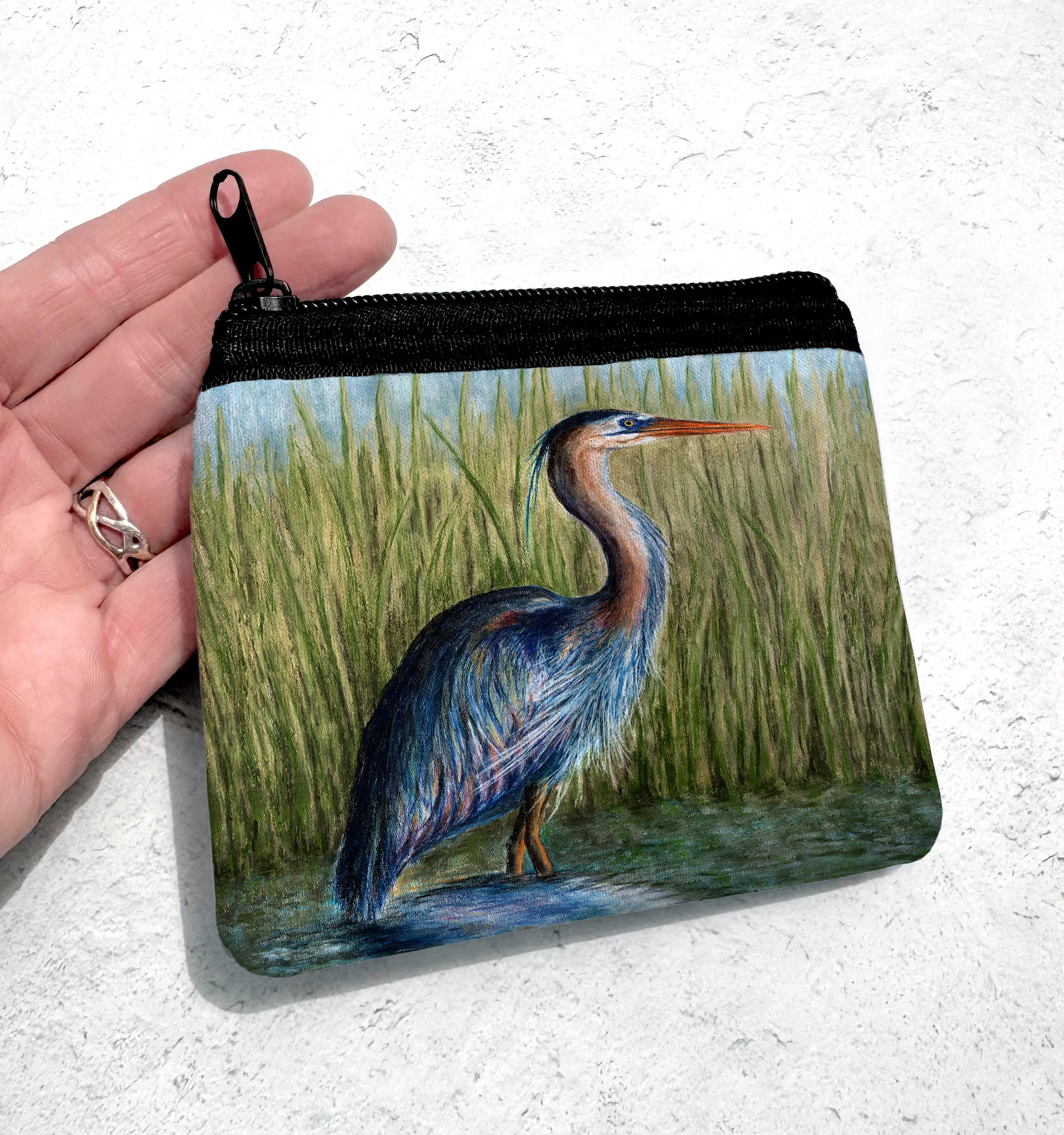 Blue Heron Coin Bag