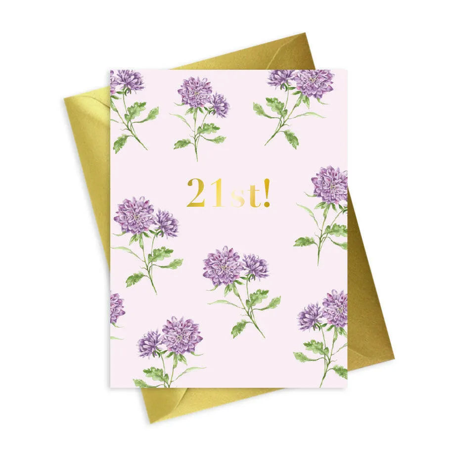 Bright Blooms Foiled 21st Birthday Greeting Card