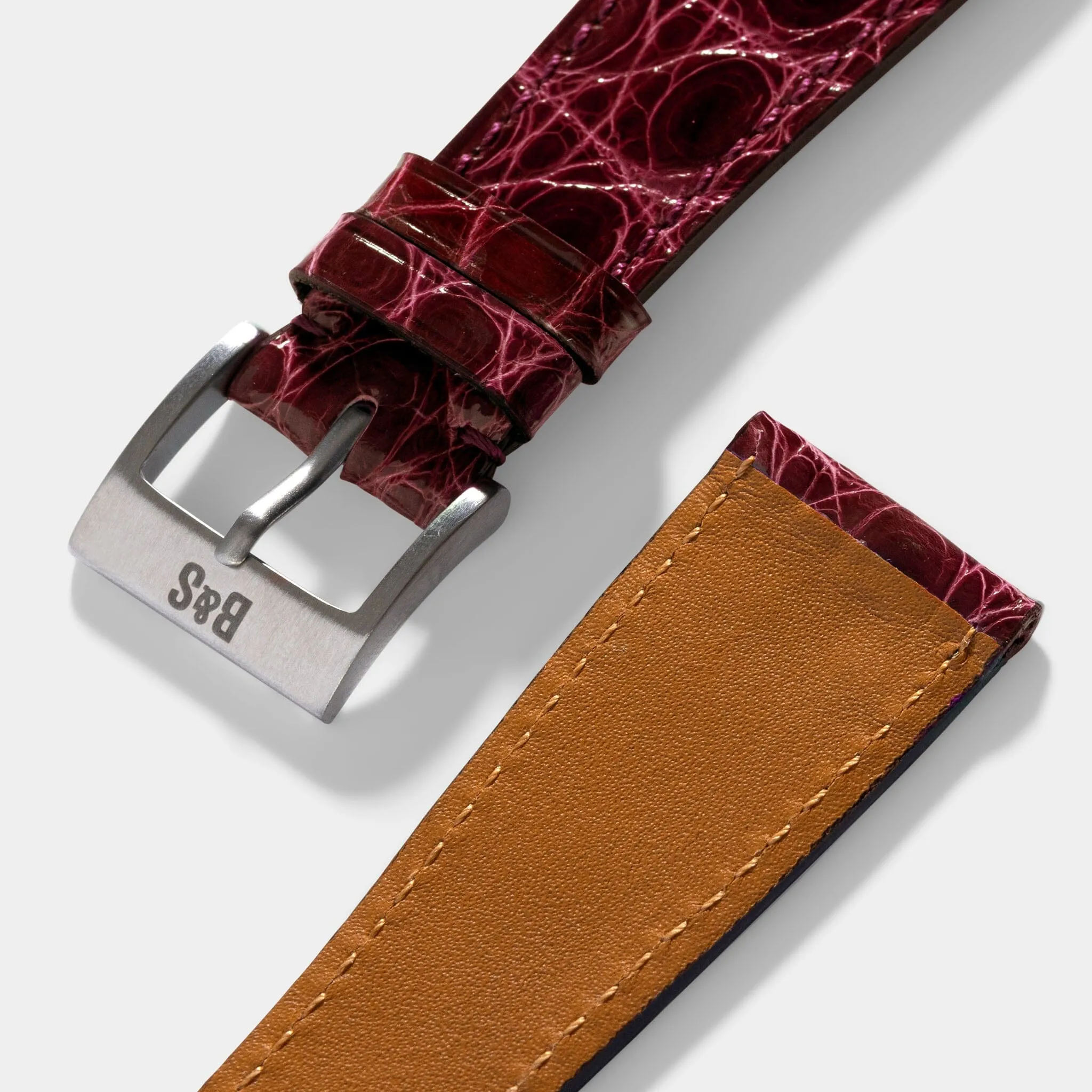 Brilliant Bordeaux Alligator Leather Watch Strap