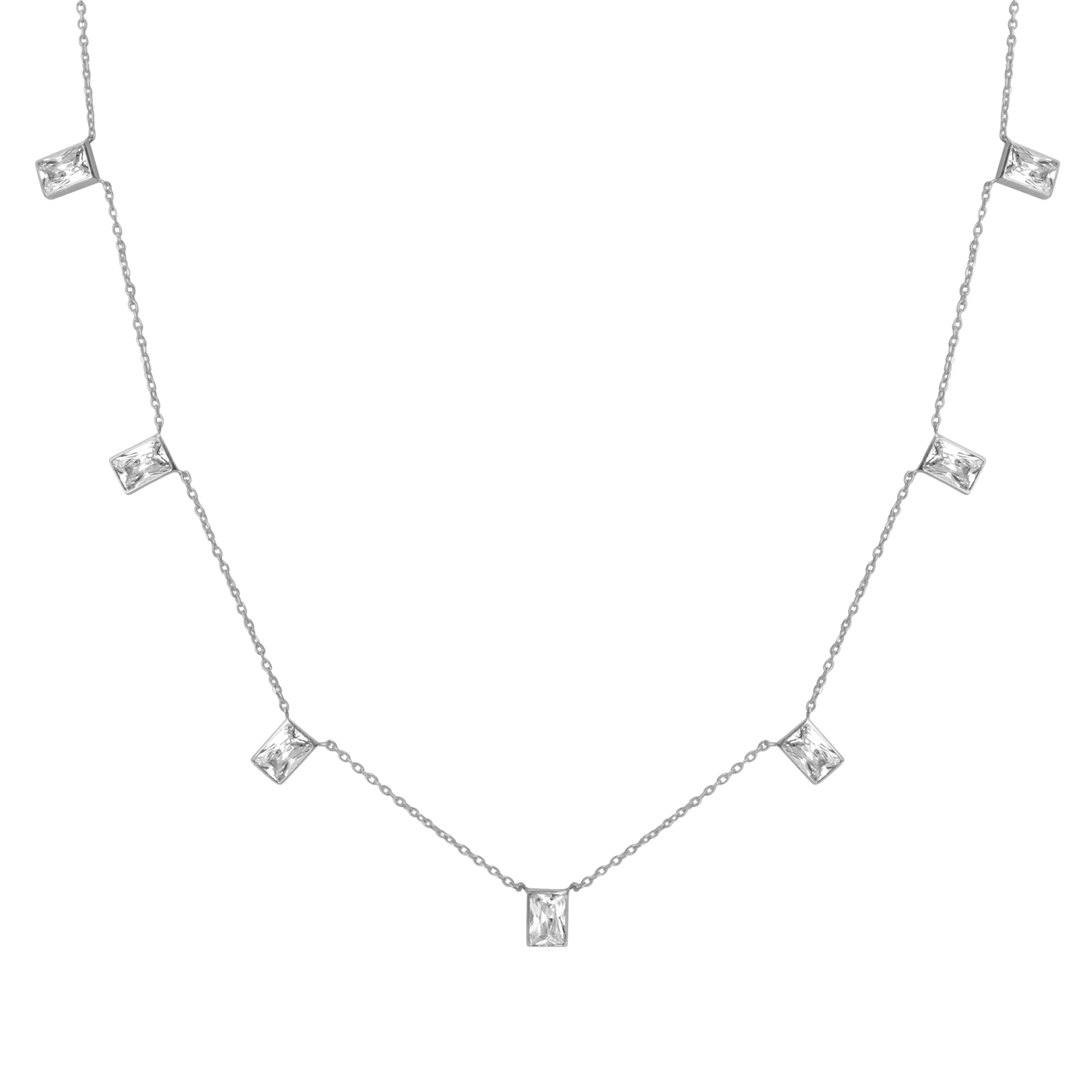 BROOKE BAGUETTE NECKLACE SILVER