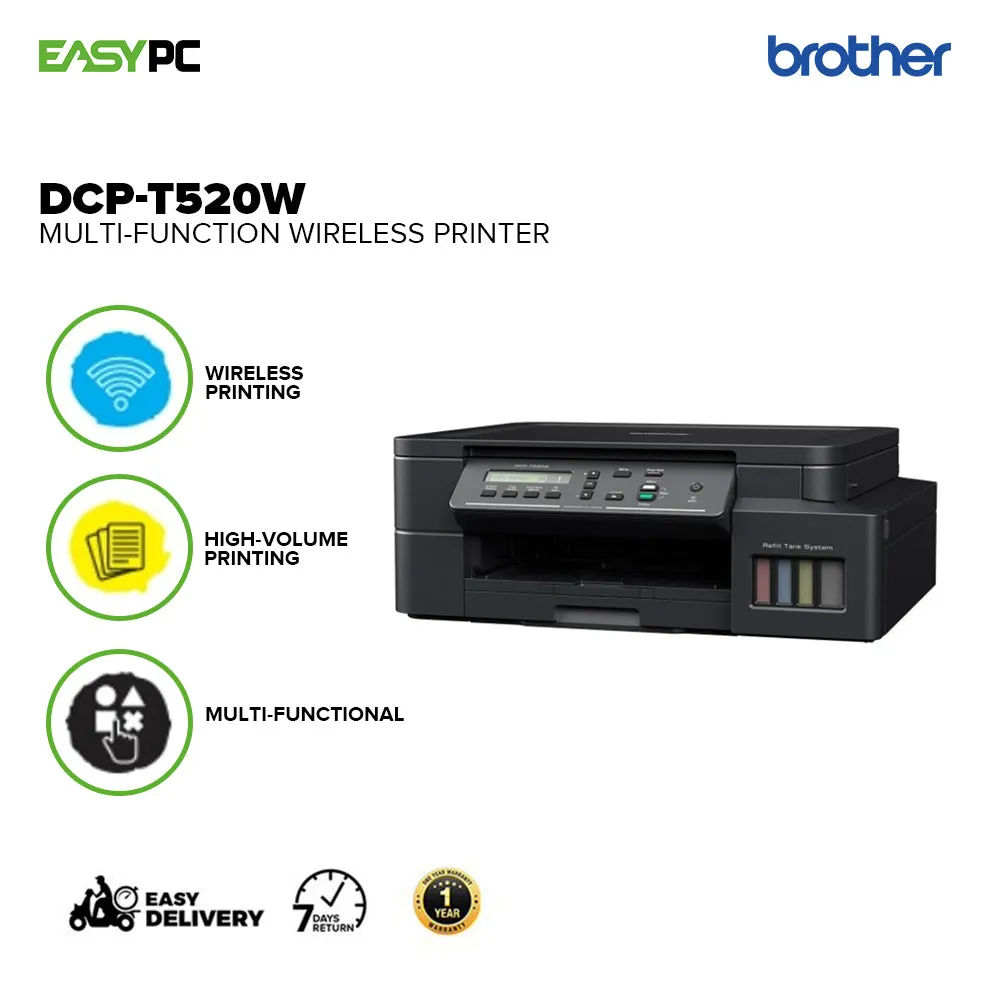 Brother DCP-T520W Multi-Function High-volume Printing 3-in-1 Wireless Printer